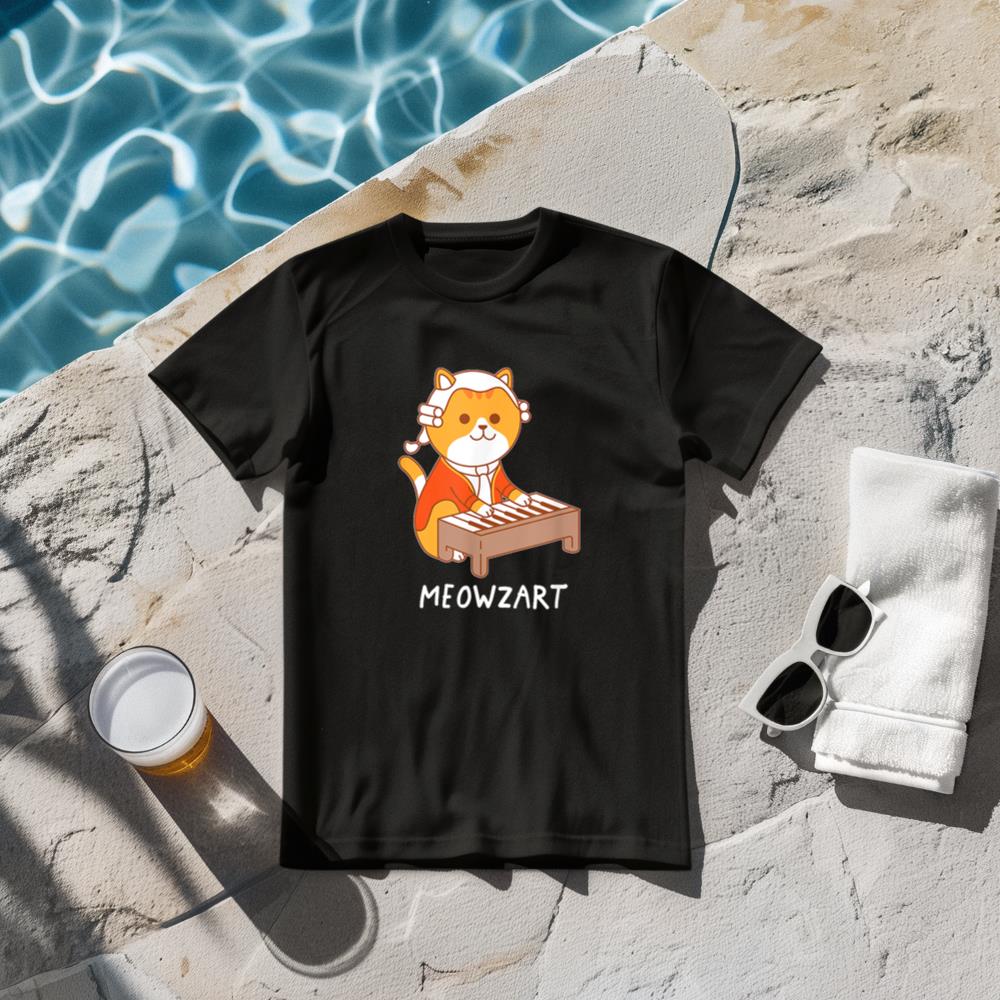Meowzart Cat T-Shirt Pun Classical Music Piano Funny T-Shirt