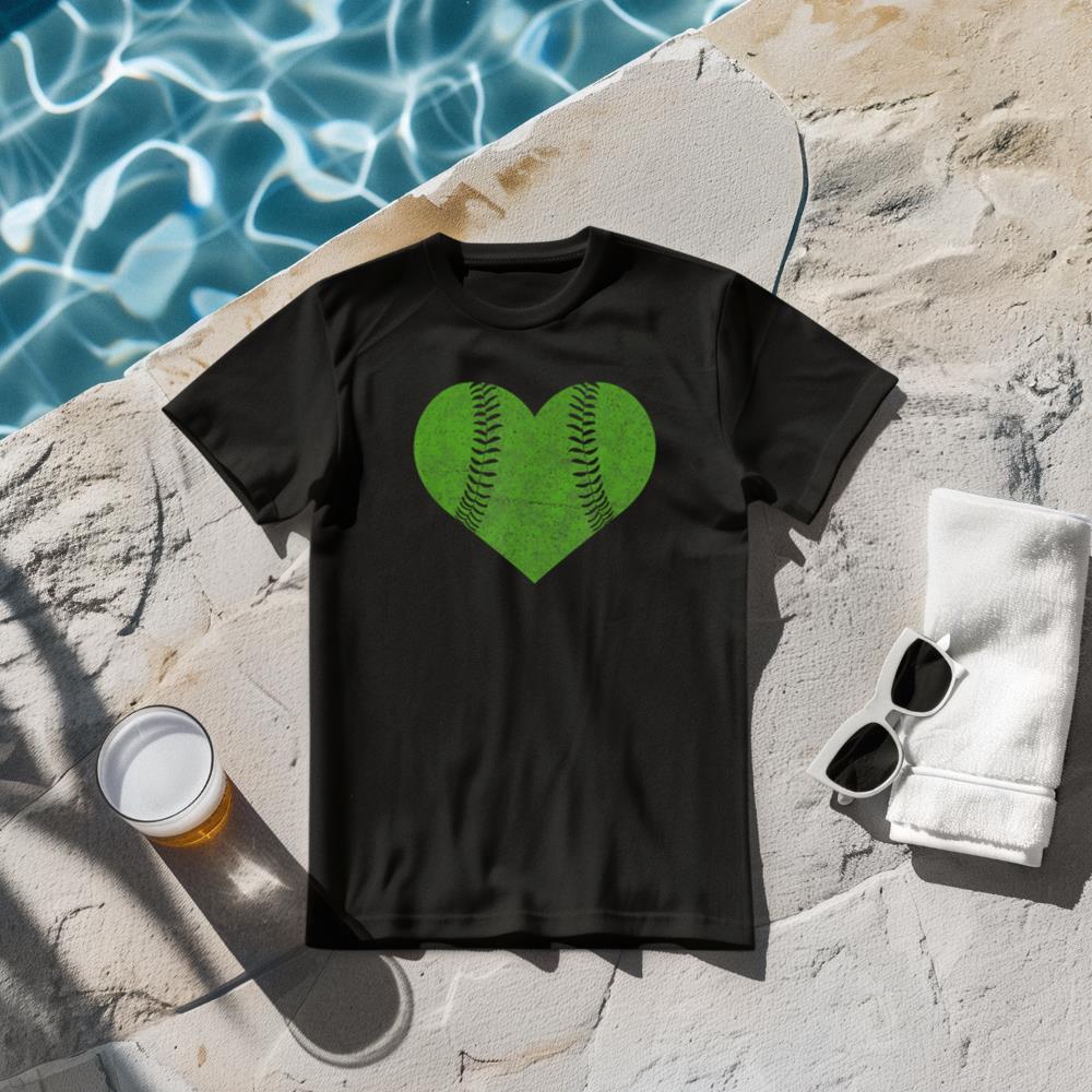 Baseball Heart Shirt Softball Mom Matching Team Gift Green T-Shirt
