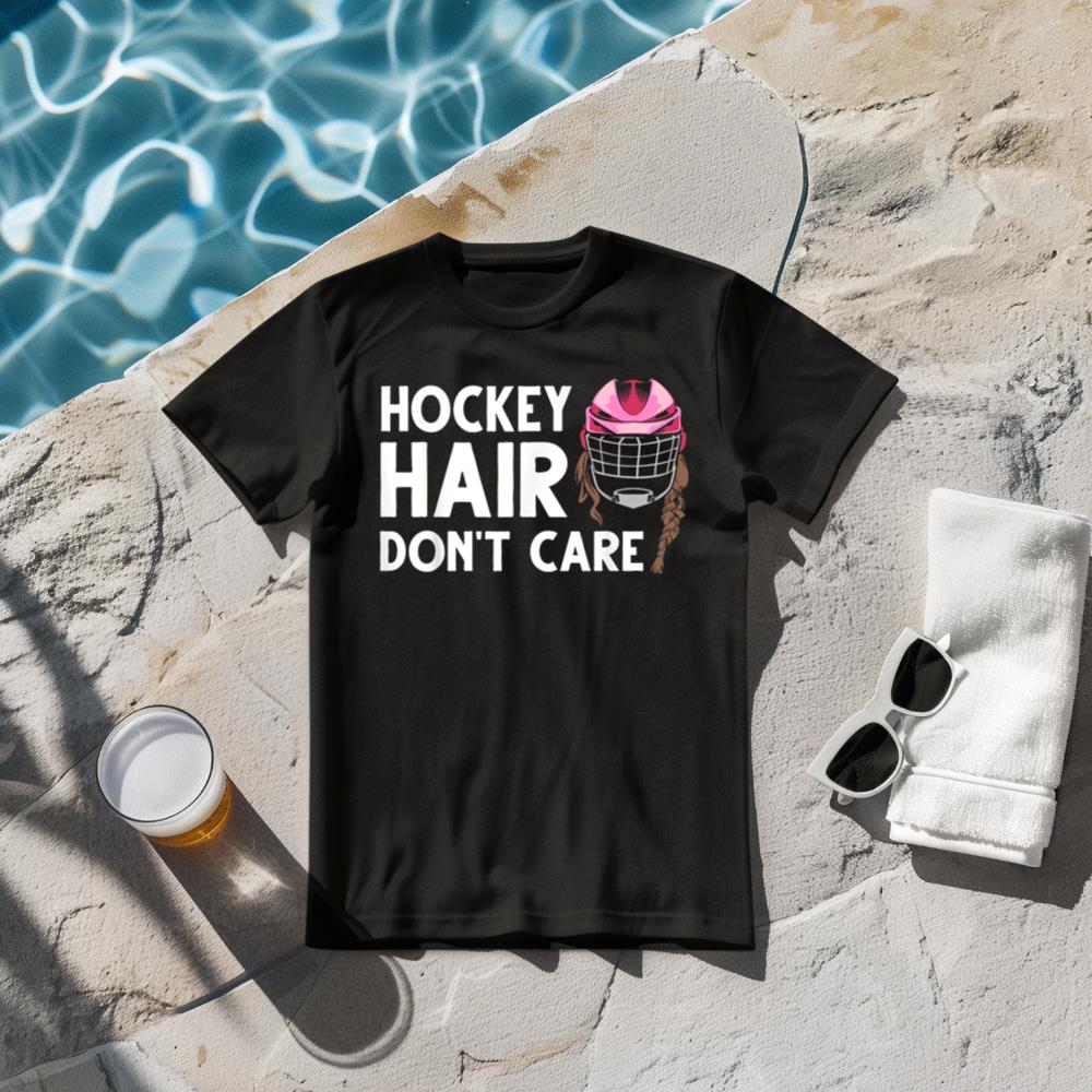 Funny Ice Hockey For Women Girls Field Hockey Helmet Hair T-Shirt