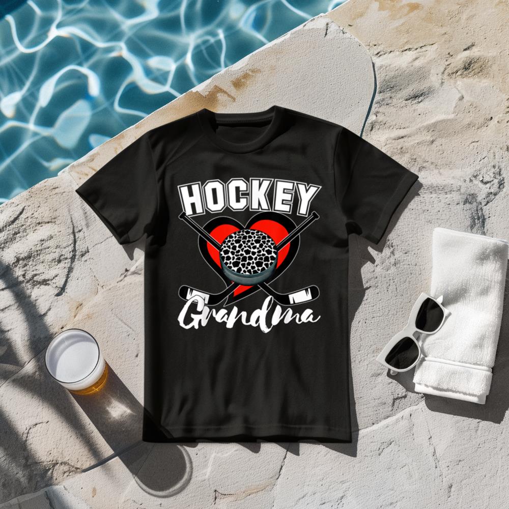 Grandma Hockey Cow Puck - Heart Sticks Cheer Women T-Shirt