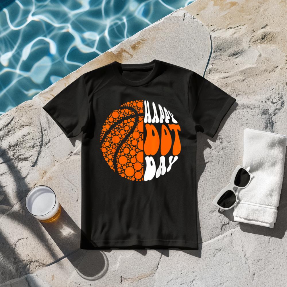 Retro Groovy Basketball Ball Polka Dots Happy Dot Day Boy T-Shirt