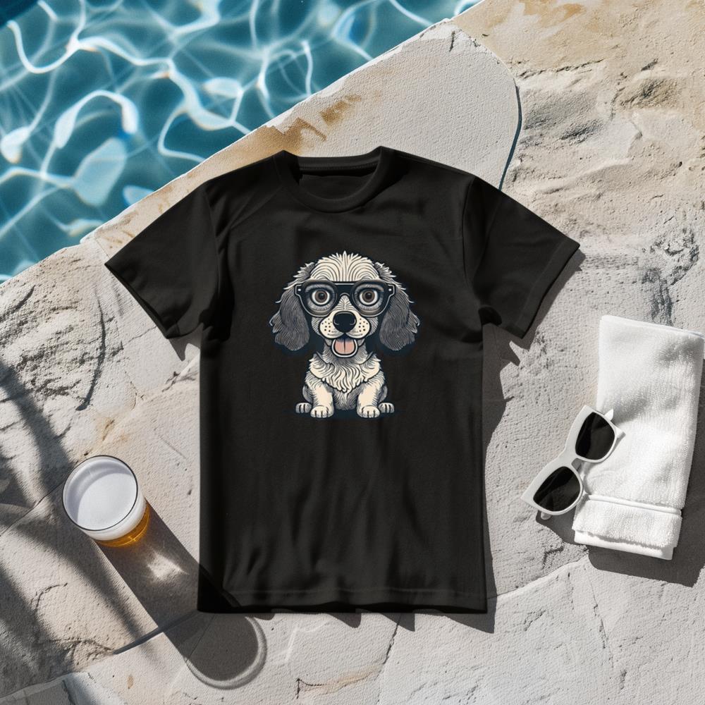 Cute Dog With Funny Glasses and Big Brown Eyes T-Shirt