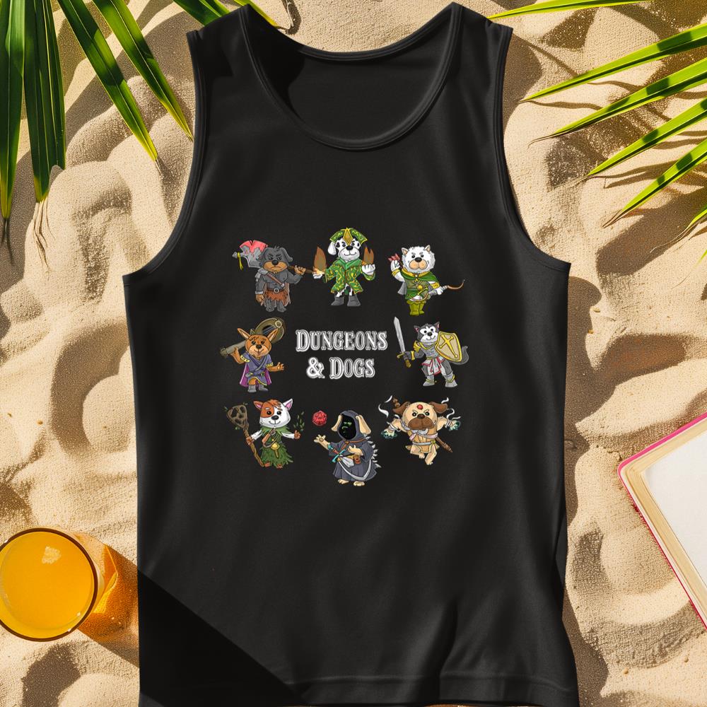 Dungeons And Dogs Cats Funny Cute Tabletop Gaming Roleplay Tank Top