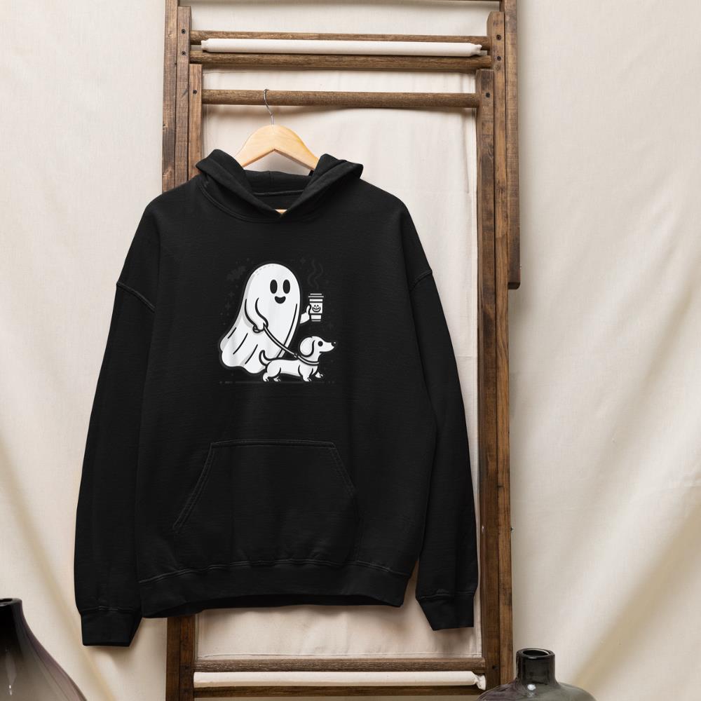 Funny Dachshund Ghost Halloween Spooky Season Weenie Dog Hoodie
