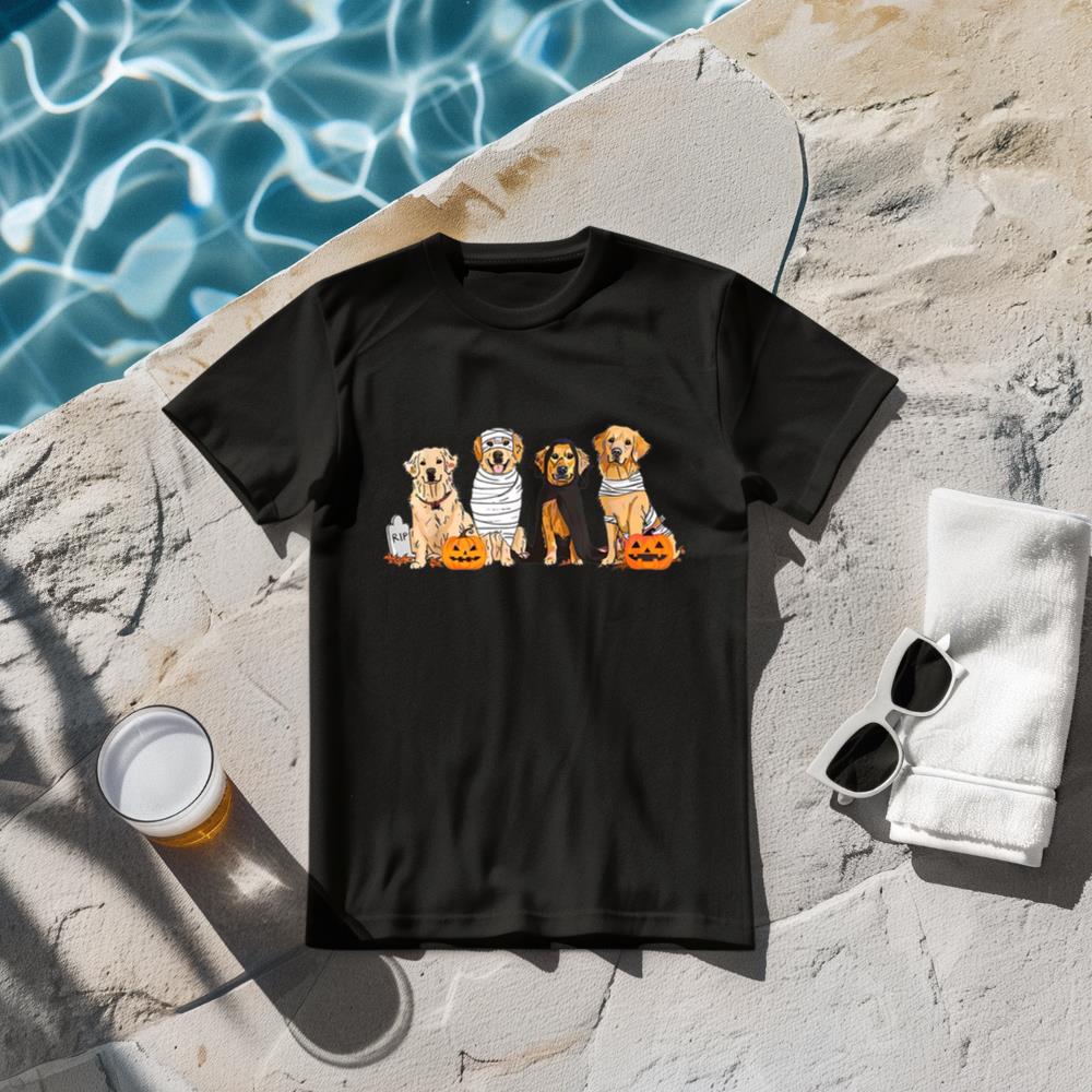 Golden Retriever Ghost Halloween Trick Or Treat Dog Lovers T-Shirt