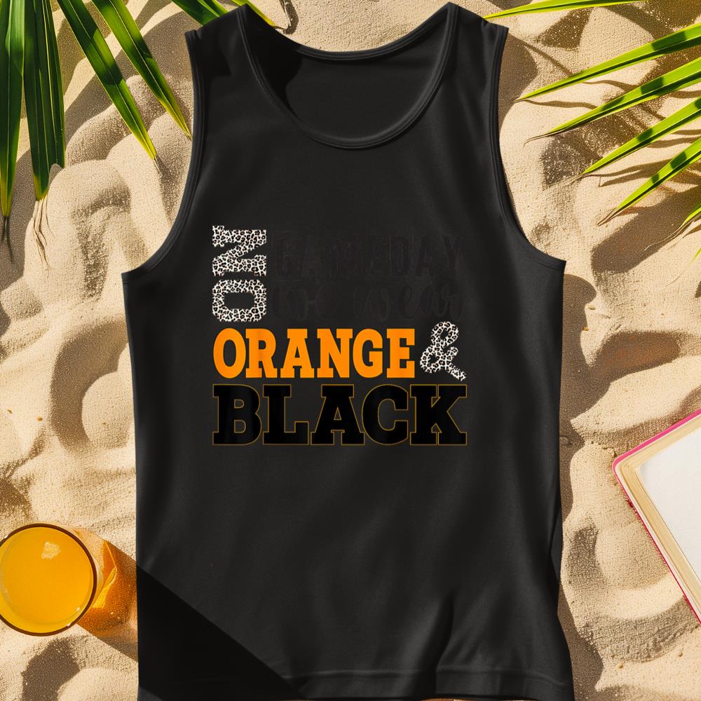 On Gameday Football We Wear Orange And Black Leopard Print Tank Top