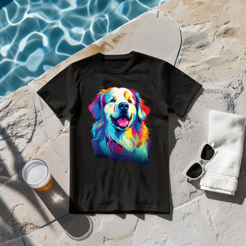Watercolor Colorful Pyrenean Mountain Dog Great Pyrenees T-Shirt