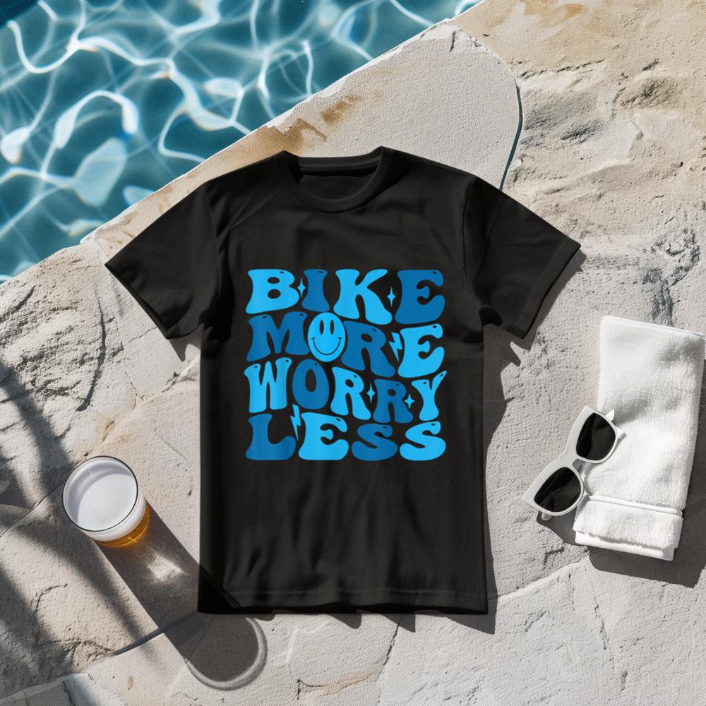 Bike More Worry Less Groovy Bike Lovers Bicycle men women T-Shirt