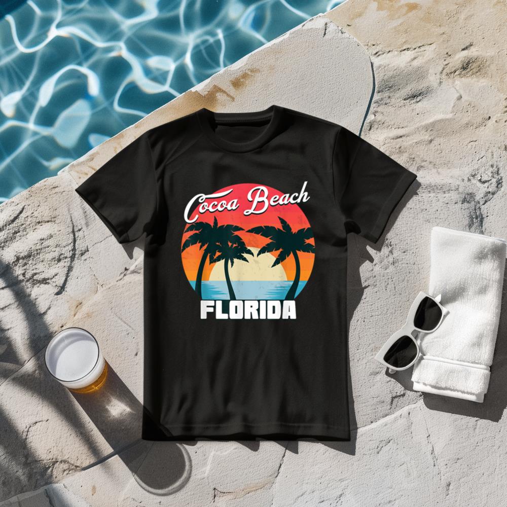 Cocoa Beach Florida FL Retro Vintage Beach Sunset Gifts T-Shirt