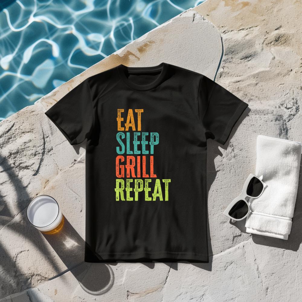Eat Sleep Grill Repeat Culinary Chef Cook Meat Beef Veggie T-Shirt
