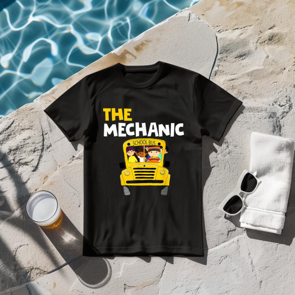 Funny School Bus Mechanic Cute School Bus Driver Heartbeat T-Shirt