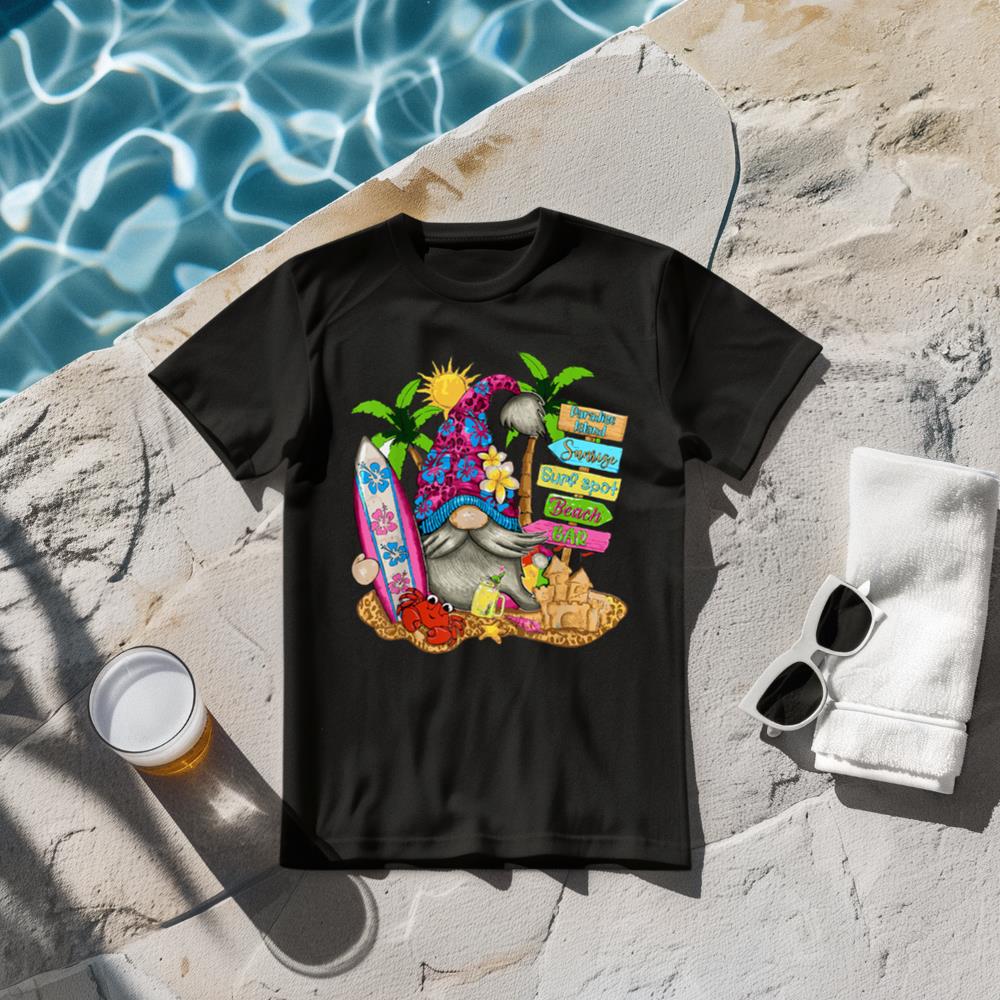 Summer Vibes Gnomes Beach Cute Party Hello gnome Summer T-Shirt