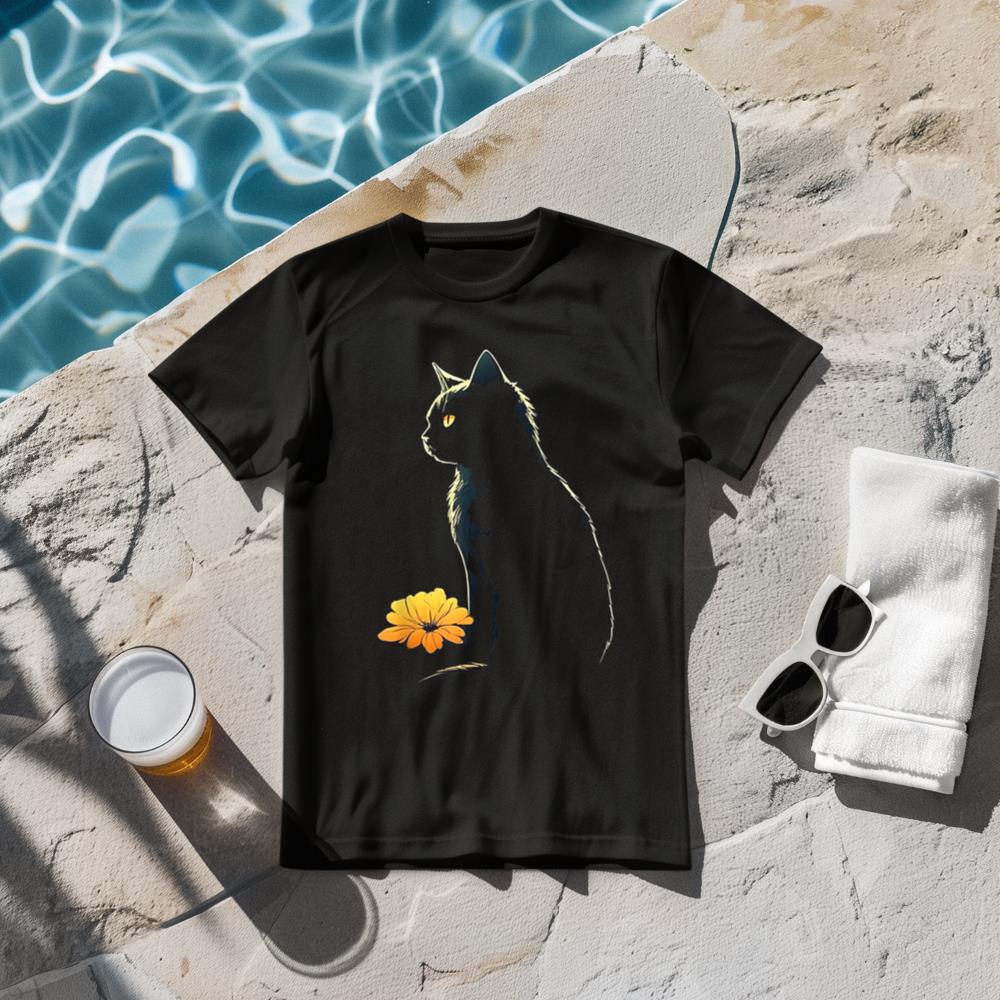 Cat Artwork - Flowers Art Cat Motif Animal Cat T-Shirt