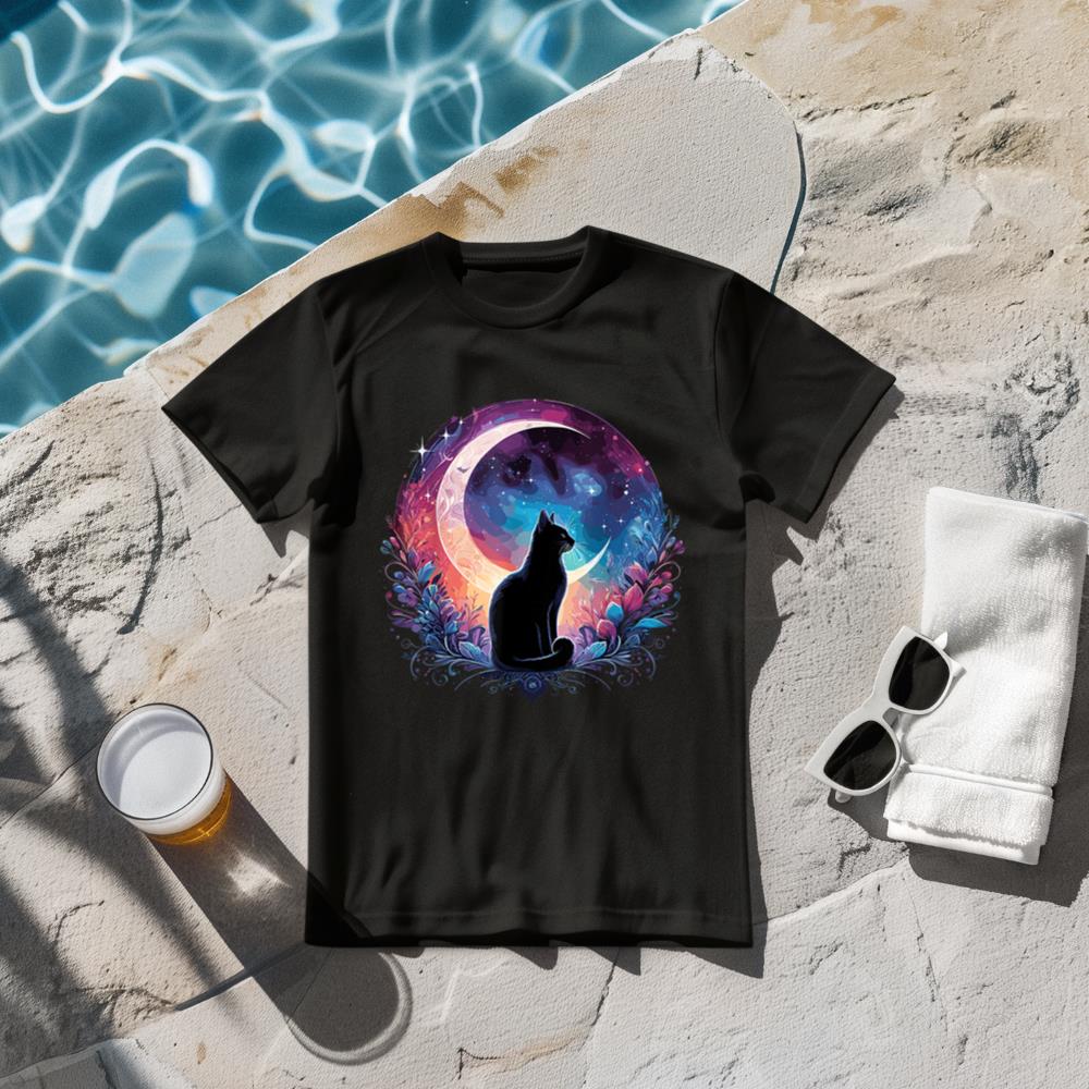Cat In Moonlight Cat T-Shirt