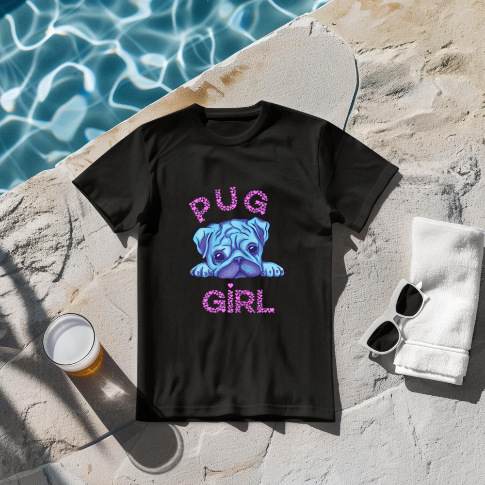 Pug Girl Sweet Pug Dog Owner Cute Pet Puppy Pug Breeding T-Shirt