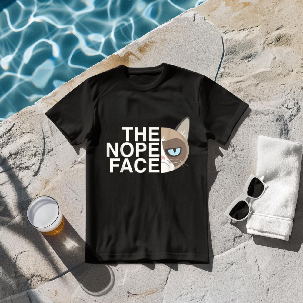 The Nope Face  Funny Lazy Cat Joke TShirt for Men & Women T-Shirt