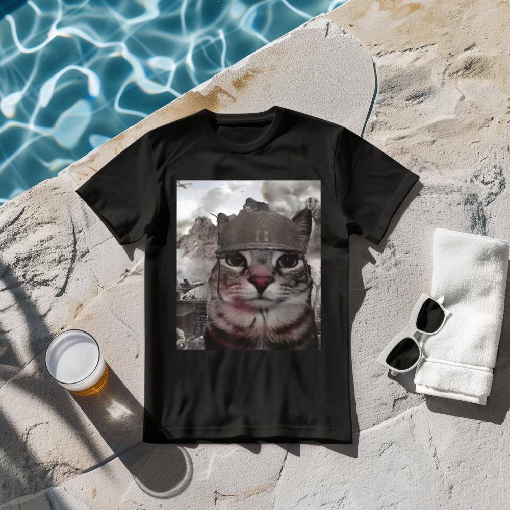 Thousand Yard Stare Cat Funny Meme T-Shirt