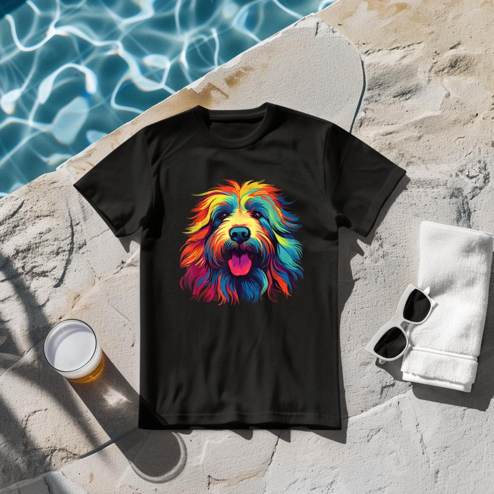 Watercolor Colorful Bergamasco Sheepdog Dog T-Shirt