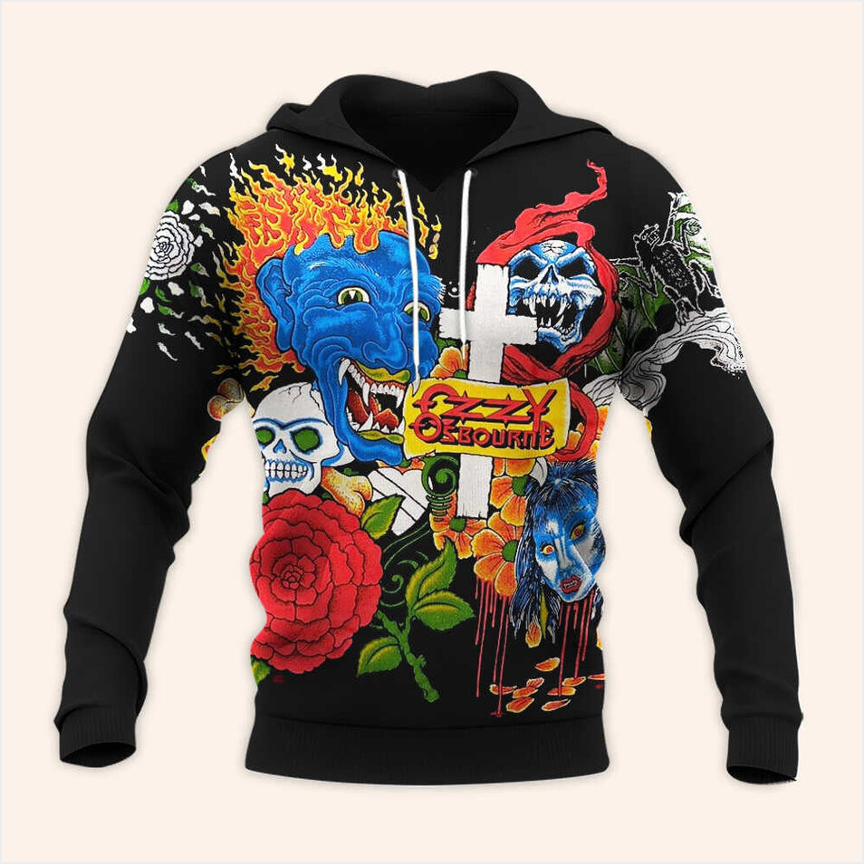 1992 Ozzy Osbourne Tattoo Hoodie Vintage Black Ozzy Osbourne Merch Birthday Gifts For Fans