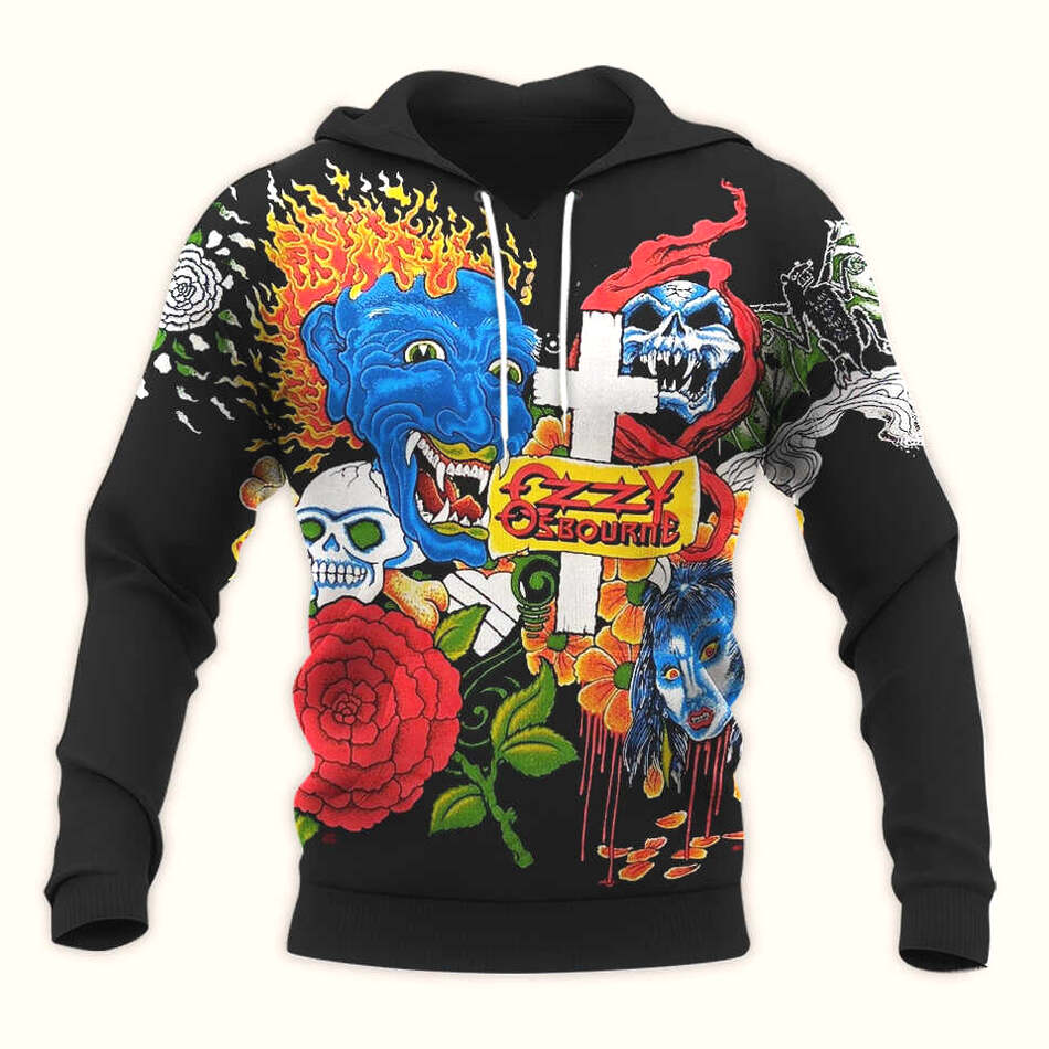 1992 Ozzy Osbourne Tattoo Hoodie Vintage Black Ozzy Osbourne Merch Gifts For Fans Gifts For Her