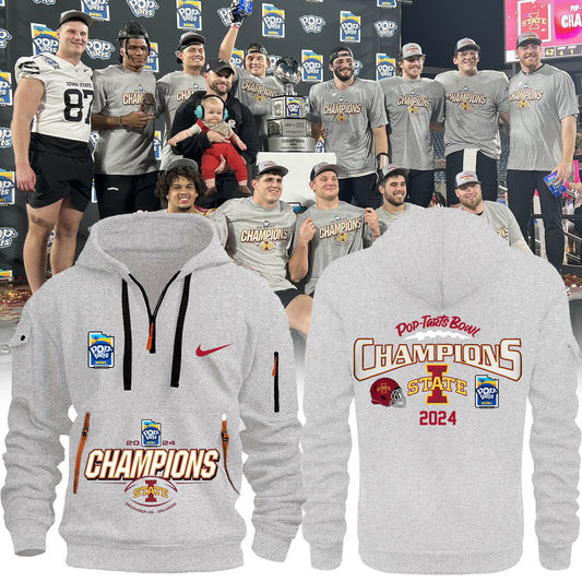 2024 Pop Tarts Bowl Champions Iowa State Football Half Zip Hoodie Football Lovers Gifts