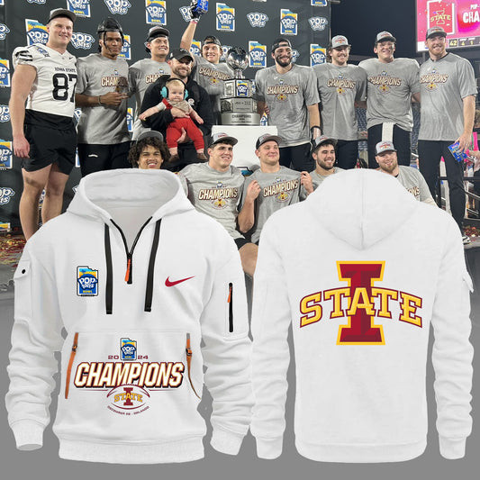 2024 Pop Tarts Bowl Champions Iowa State Football Half Zip Hoodie Gifts For Football Fan