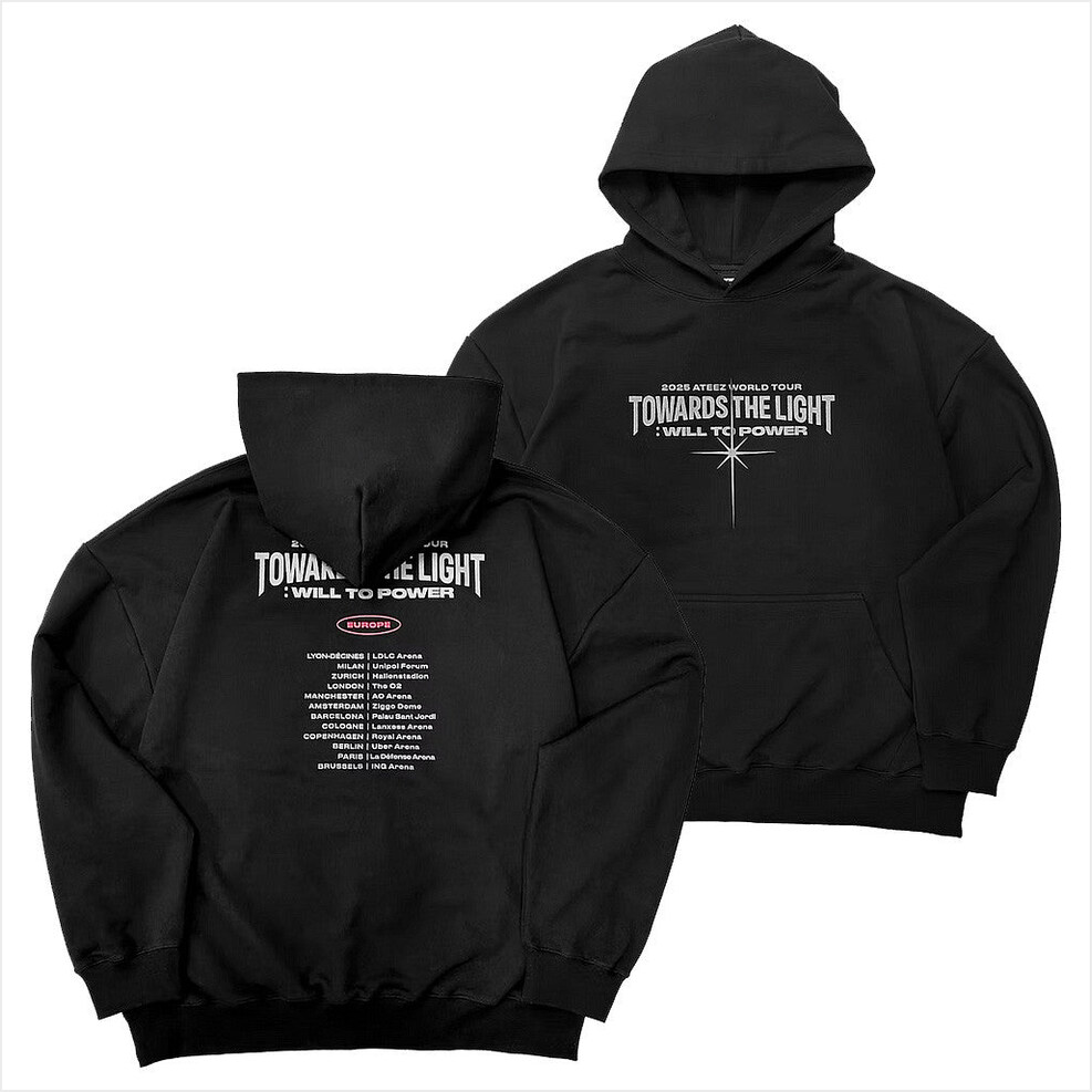 2025 Ateez Towards The Light Will to Power EU POP UP Merchandise Tour Hoodie Ateez Merch