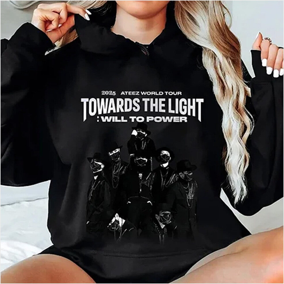 2025 ATEEZ World Tour Towards The Light Will To Power Logo Poster Hoodie Ateez Merch For Fans