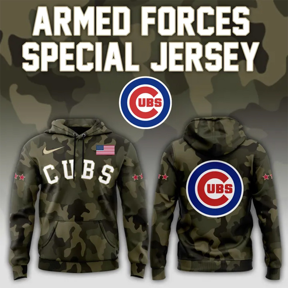2025 Chicago Cubs Armed Forces Special Hoodie Gifts For Baseball Fans