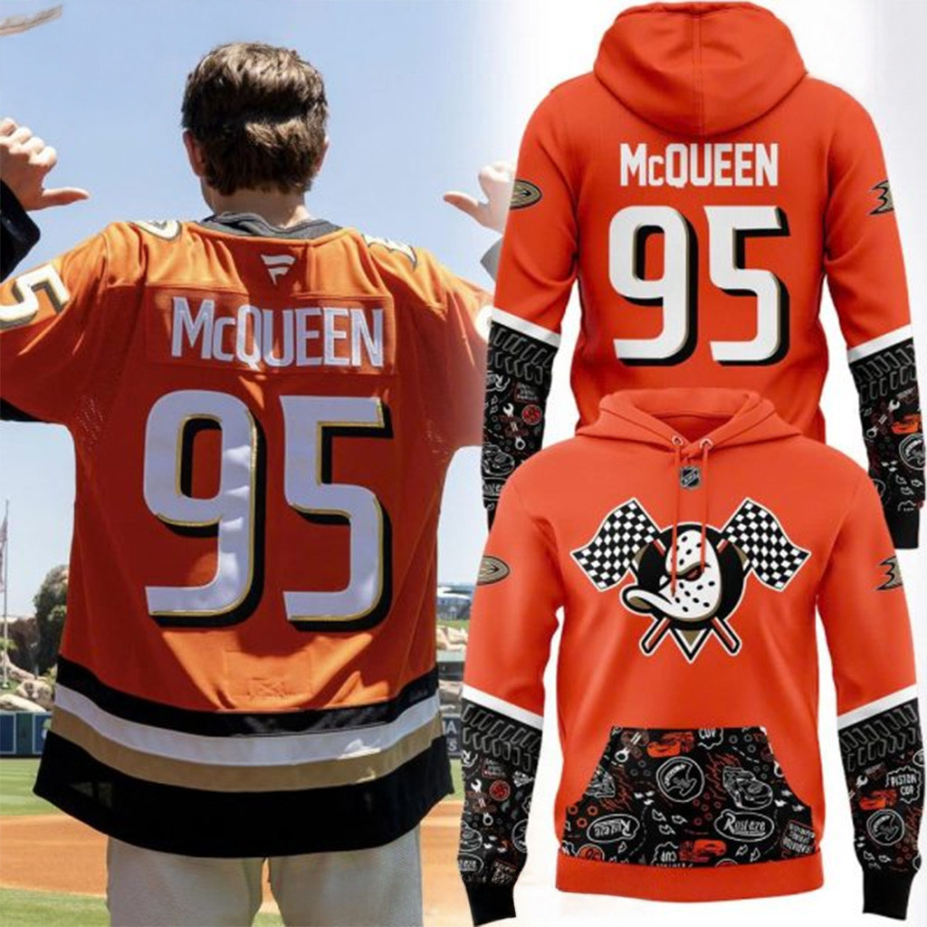 2025 Lightning Mcqueen X Anaheim Ducks Special Hoodie Gifts For Hockey Fan