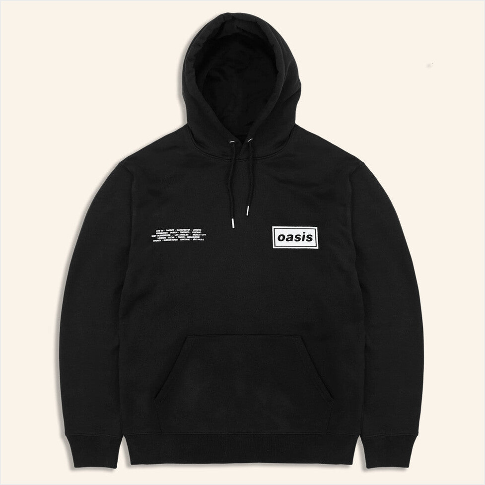 2025 Live '25 Global Cities Logo Hoodie Oasis Tour Merch Black Best Friend Birthday Gifts