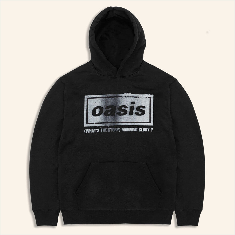2025 Live '25 What' Oasis Tour Merch s The Story Distressed Logo Hoodie Black Gifts For Dad