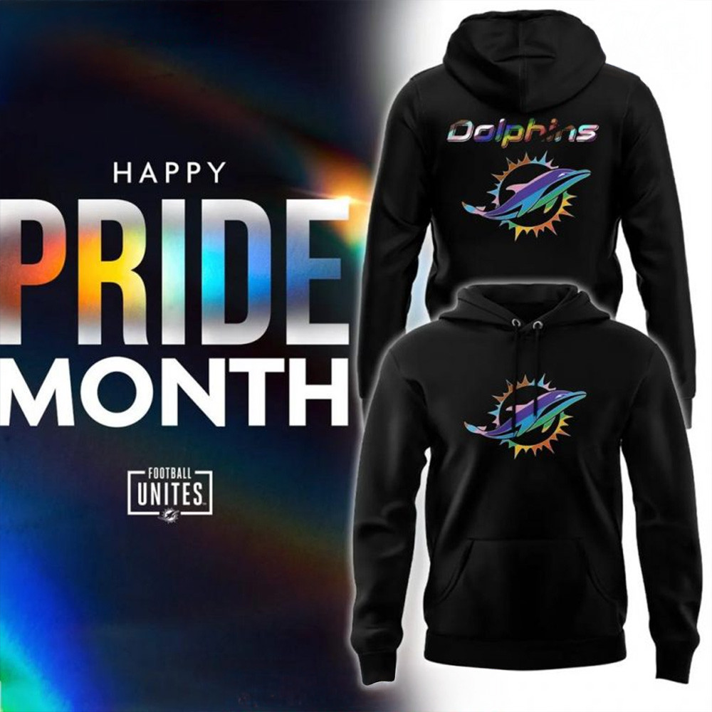 2025 Miami Dolphins Pride Month Edition Hoodie Miami Dolphins Merch LGBT Gifts