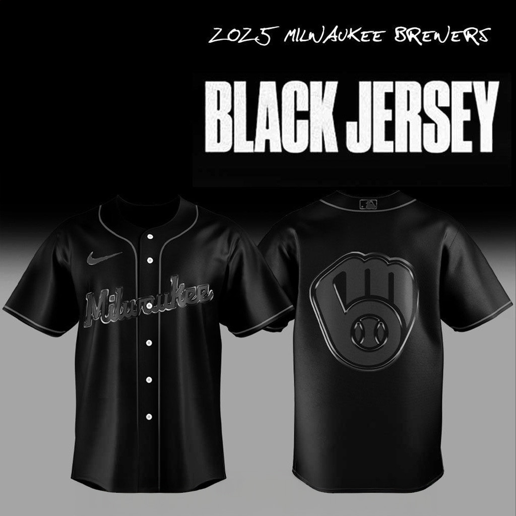 2025 Milwaukee Brewers Back In Black Jersey Milwaukee Brewers Merch Gifts For Fans