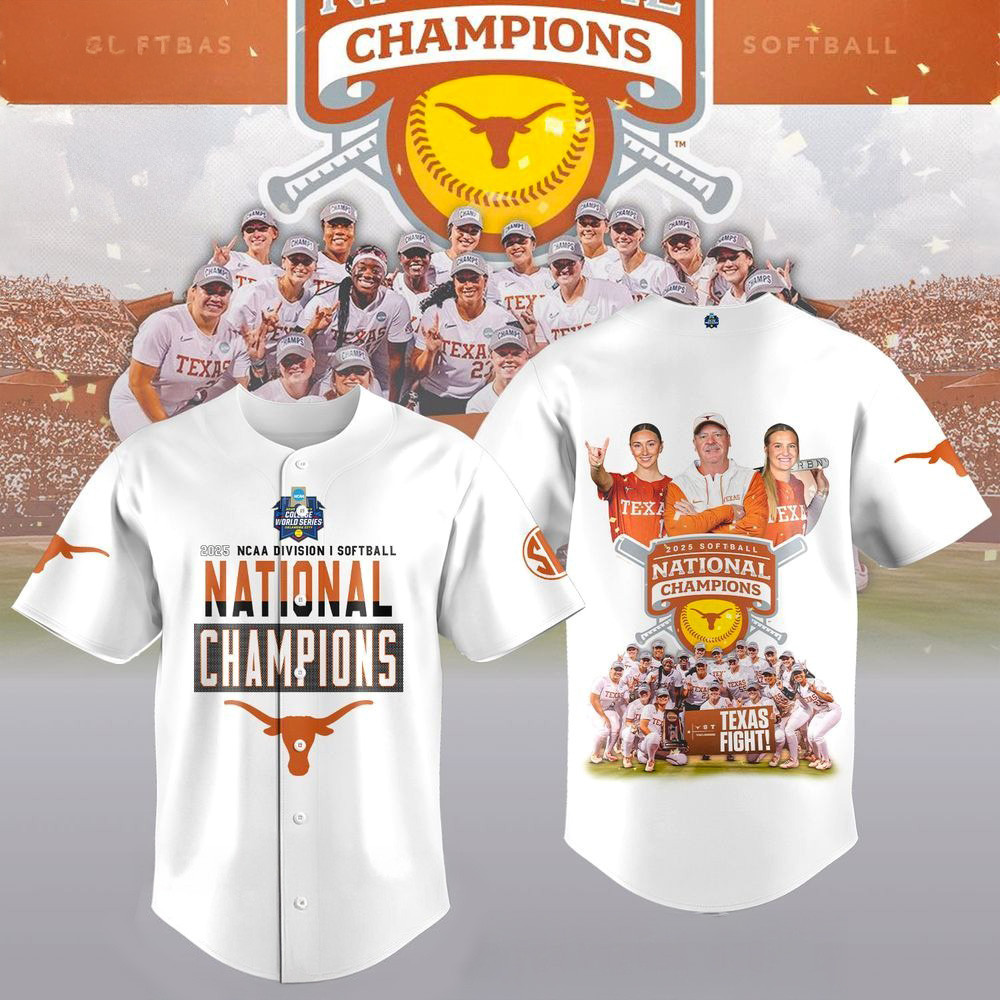 2025 NCAA Division I Softball National Champions Texas Softball Baseball Jersey Fans Gifts