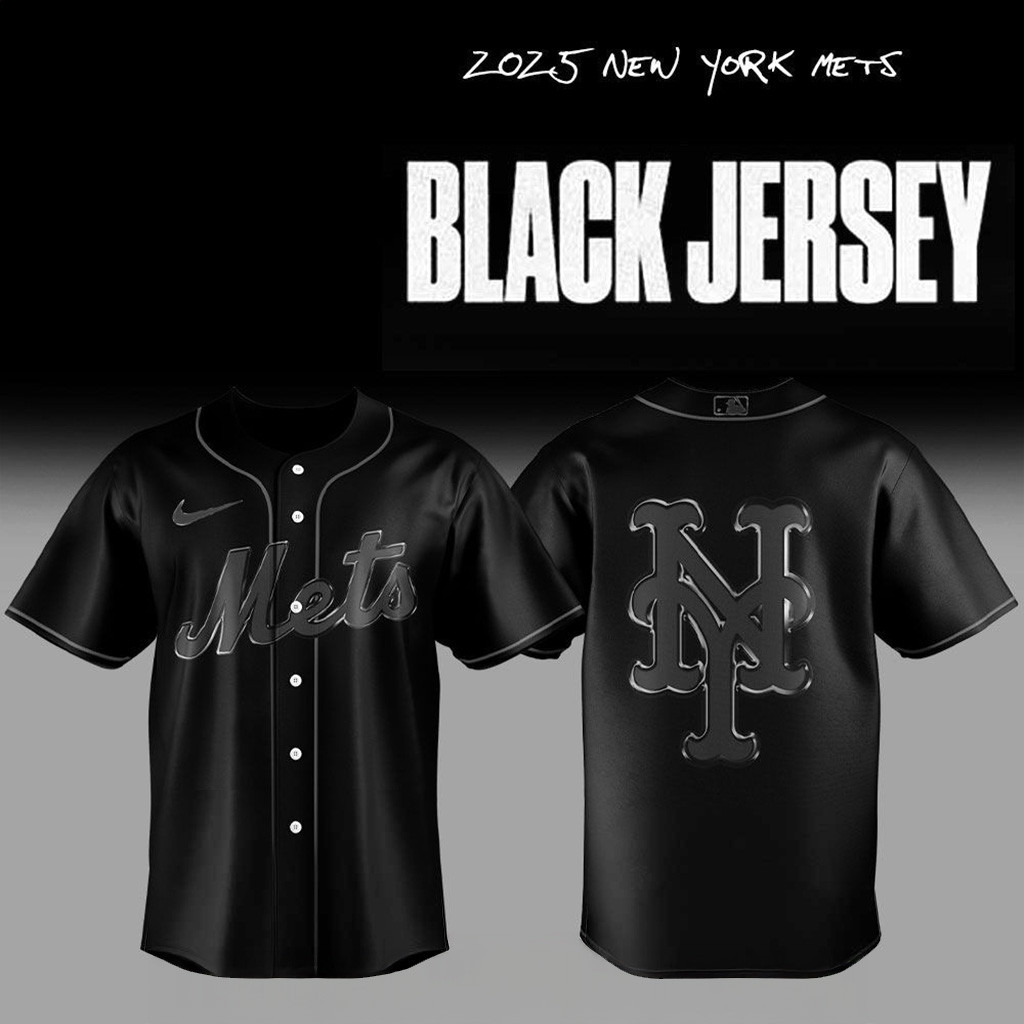 2025 New York Mets Back In Black Jersey New York Mets Merch Gifts For Baseball Fans