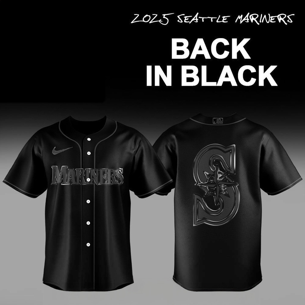 2025 Seattle Mariners Back In Black Jersey Seattle Mariners Merch Baseball Player Gift Ideas