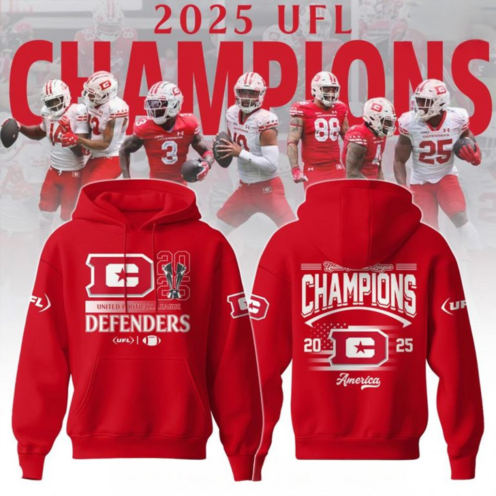 2025 UFL Champions DC Defenders Commemorative Hoodie Gifts For Fans