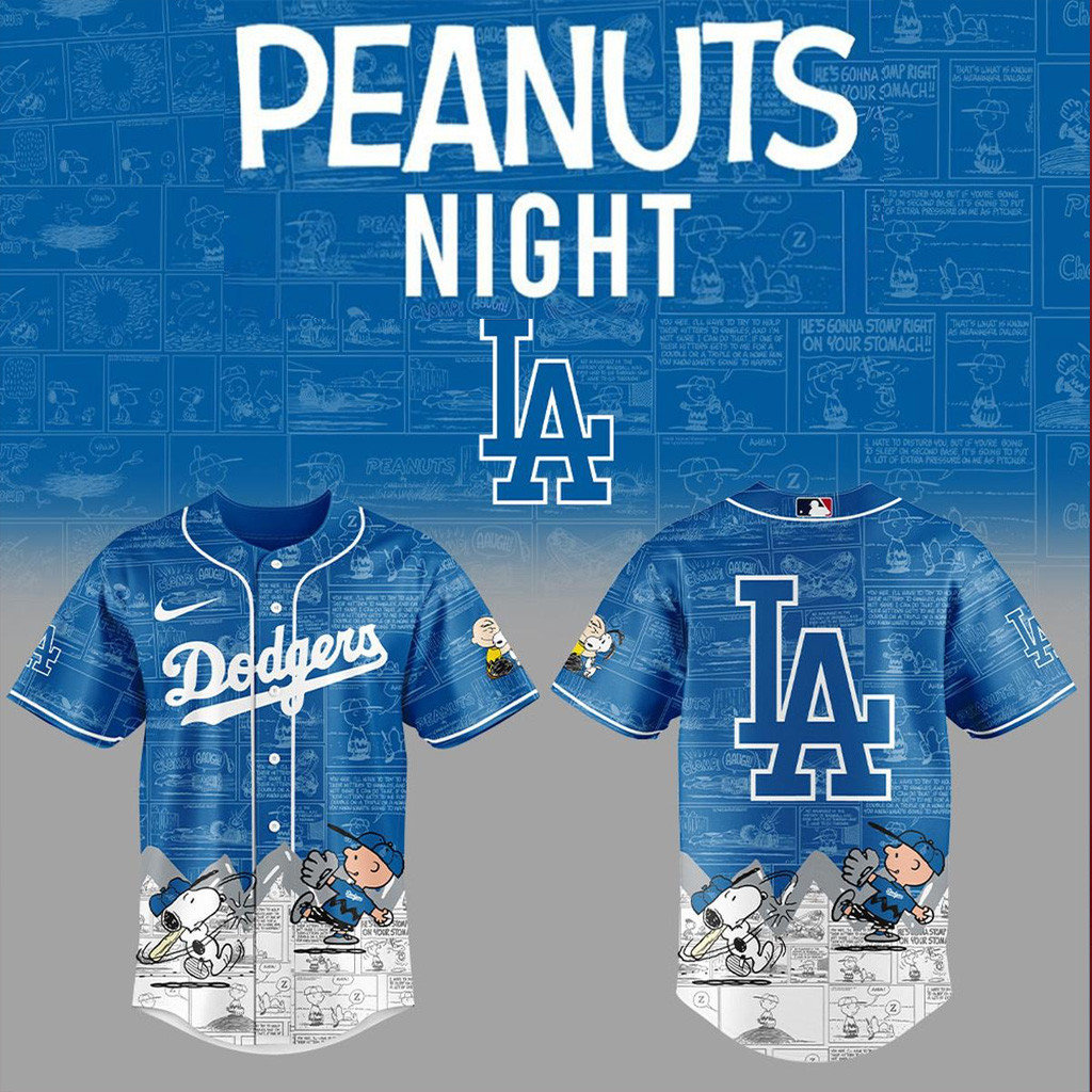 75th Anniversary Snoopy Los Angeles Dodgers Peanuts 2025 Baseball Jersey Dodgers Merch