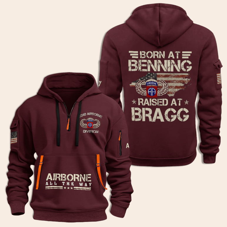 81st Airborne Division Airborne All The Way Half Zip Hoodie Veterans Day Father's Day Gifts For Dad