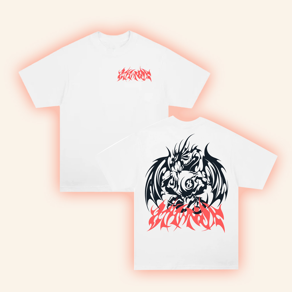 8THWNDR Merch Dragon T-Shirt White Birthday Presents For Boyfriend