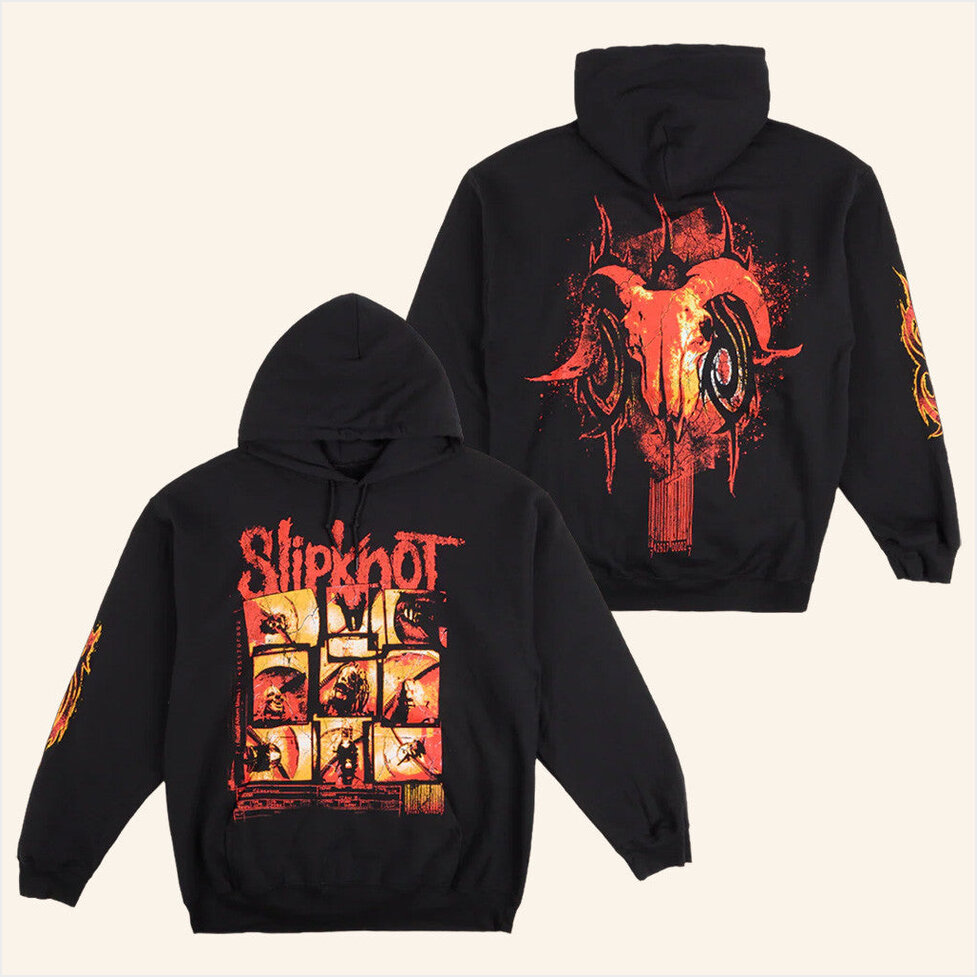 9 Square Black Hoodie Slipknot Merch Gift Ideas For Boyfriend Birthday Gifts For BFF