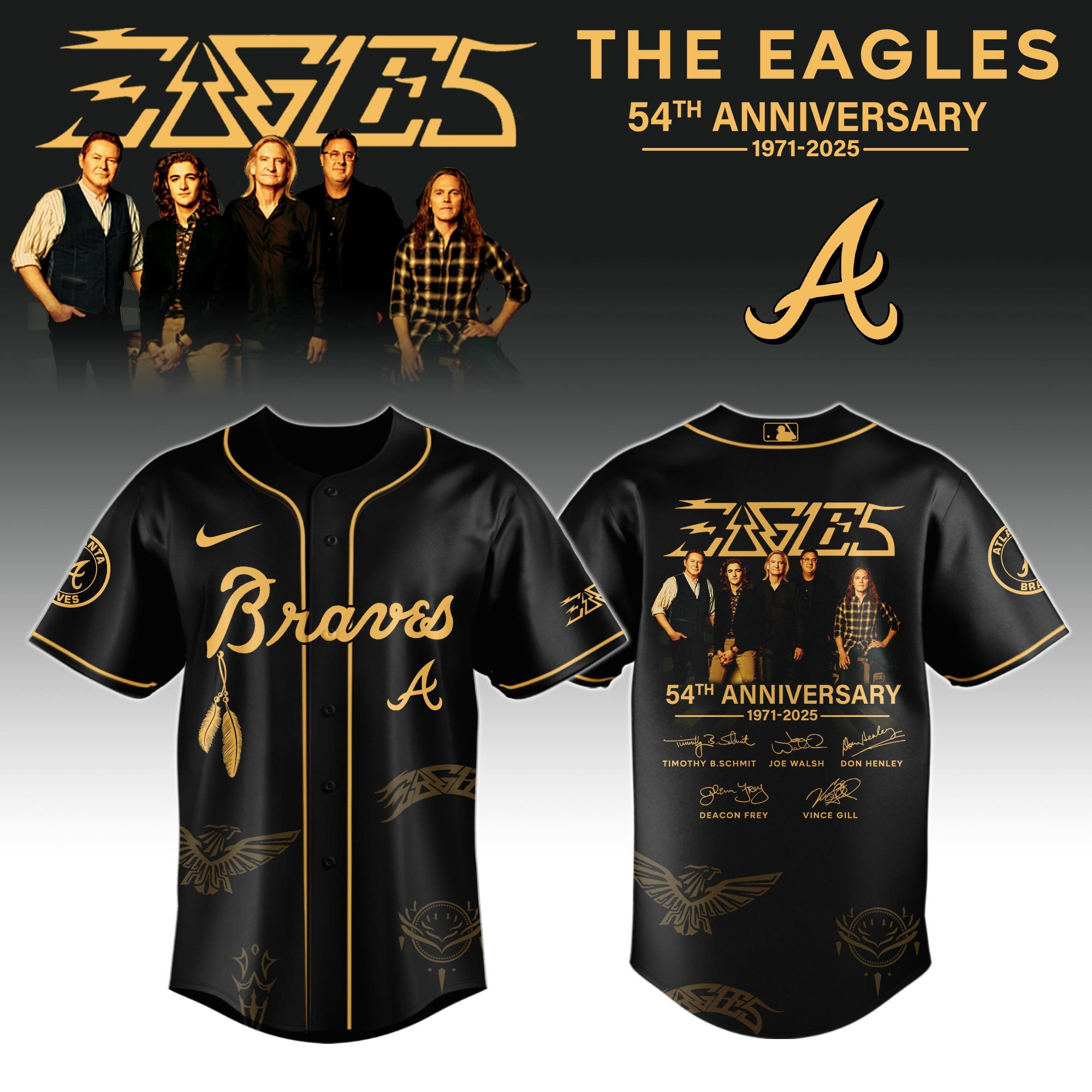 A Braves X Eagles Band Music Jersey 2025 Gifts For Baseball Lovers