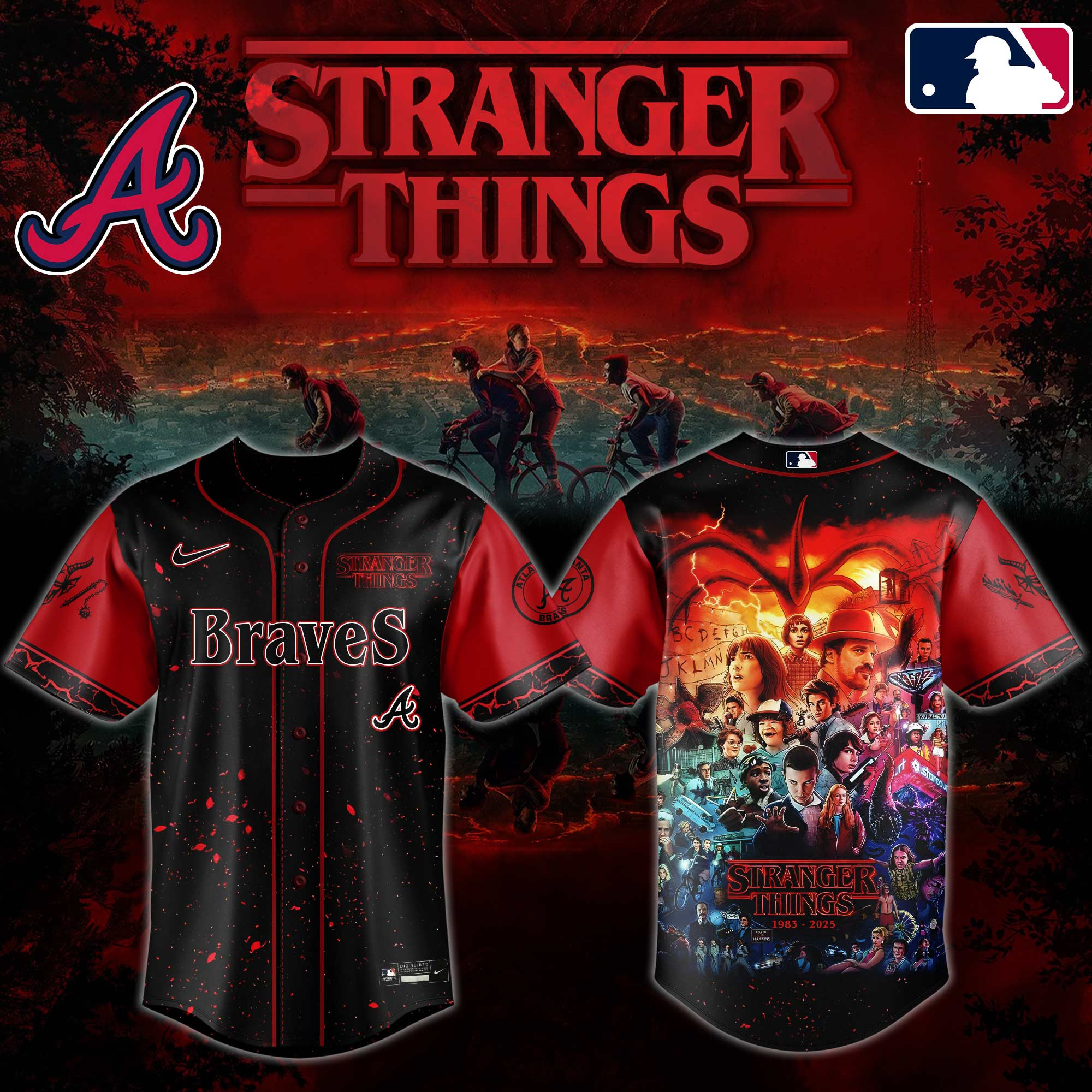 A Braves X Stranger Things Jersey 2025 Gifts For Baseball Fans