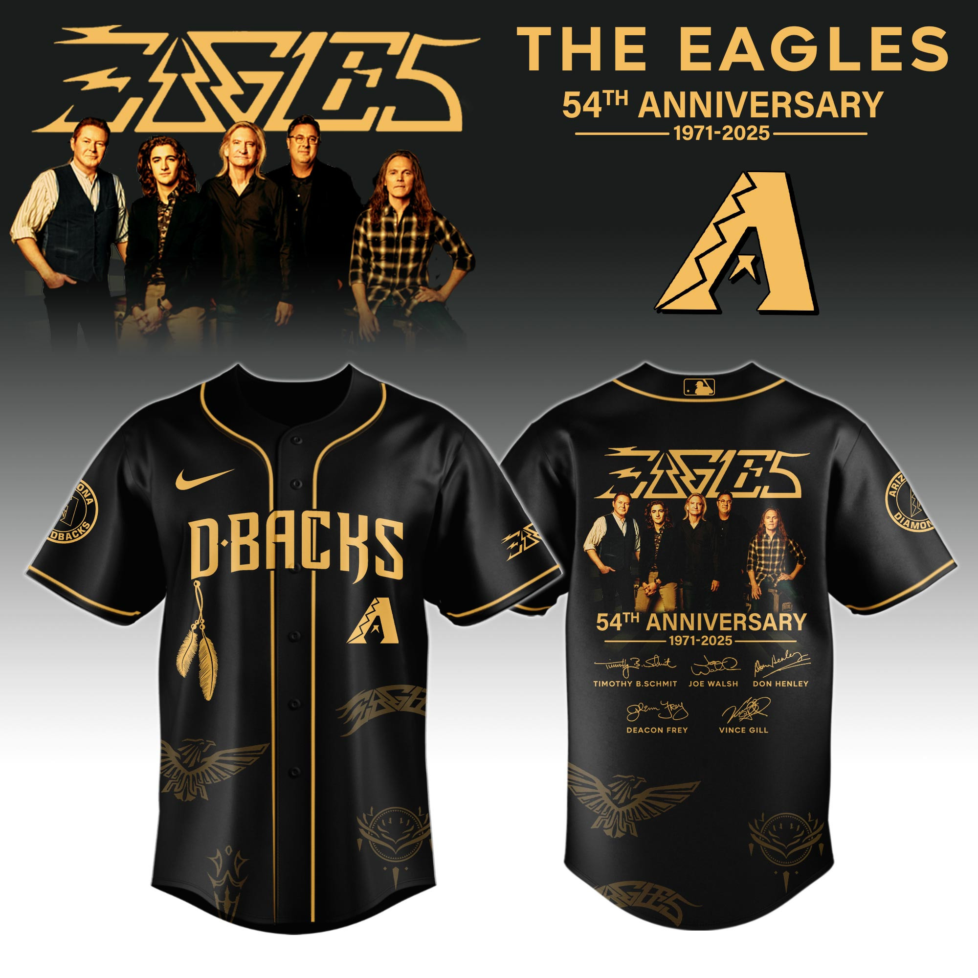 A Diamondbacks X Eagles Band Music Jersey 2025 Gifts For Baseball Lovers