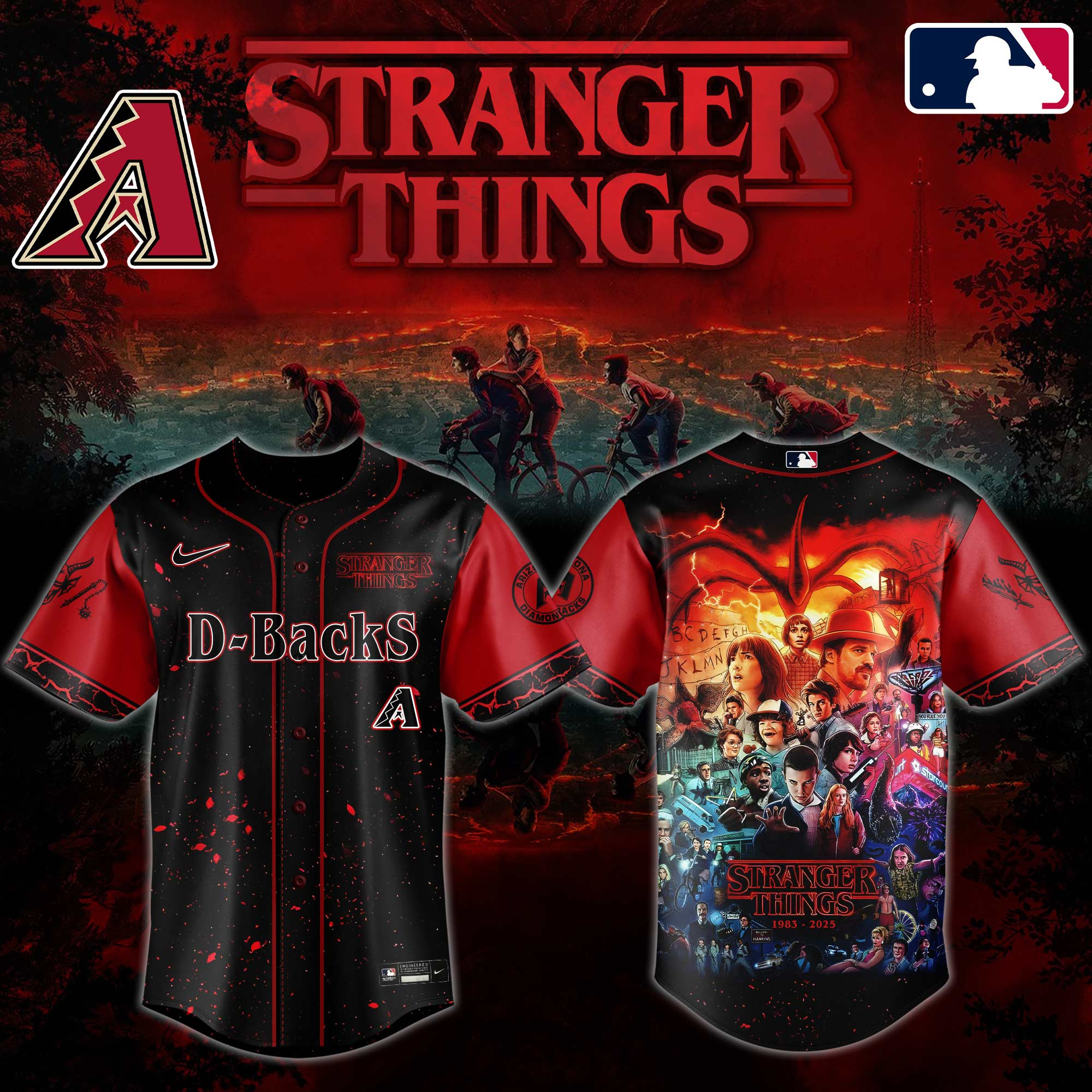 A Diamondbacks X Stranger Things Jersey 2025 Gifts For Baseball Lovers