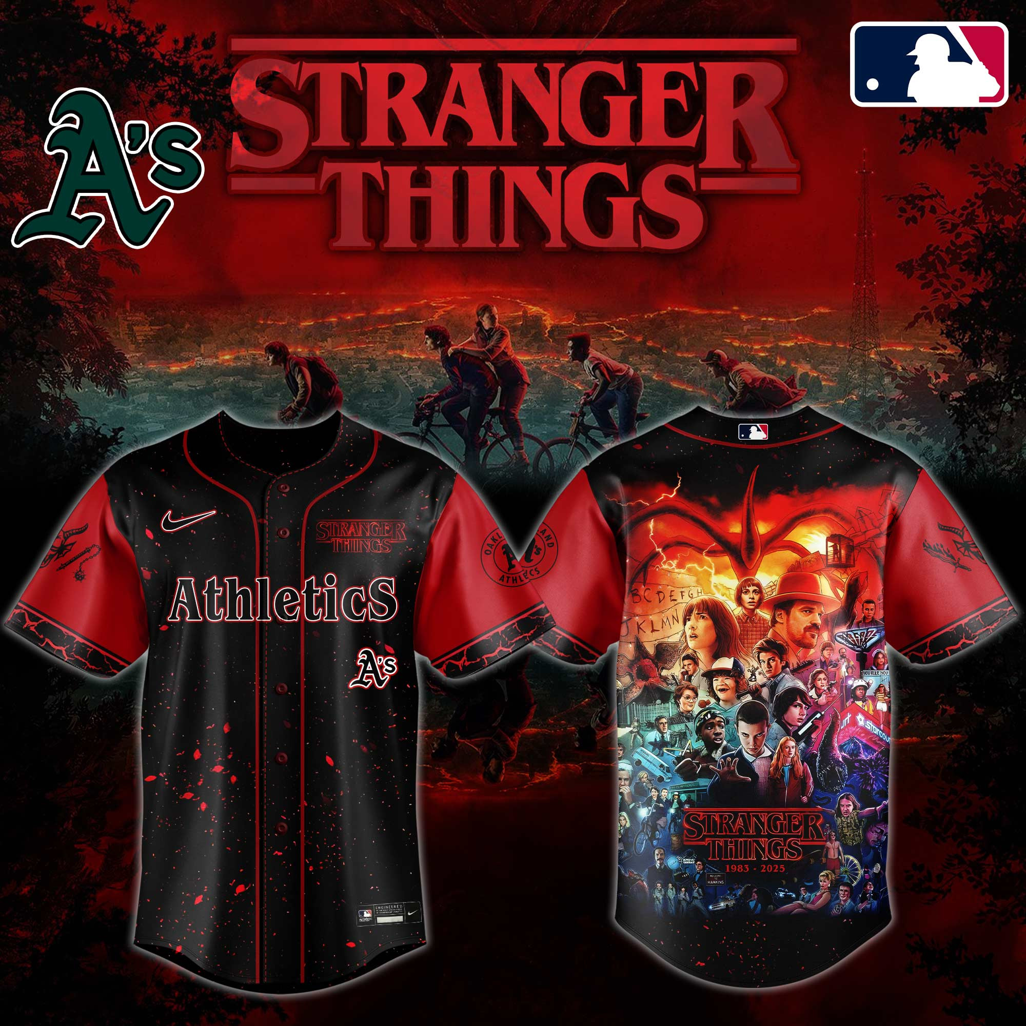A T H L E T I C S Stranger Things Jersey 2025 Cool Baseball Gifts