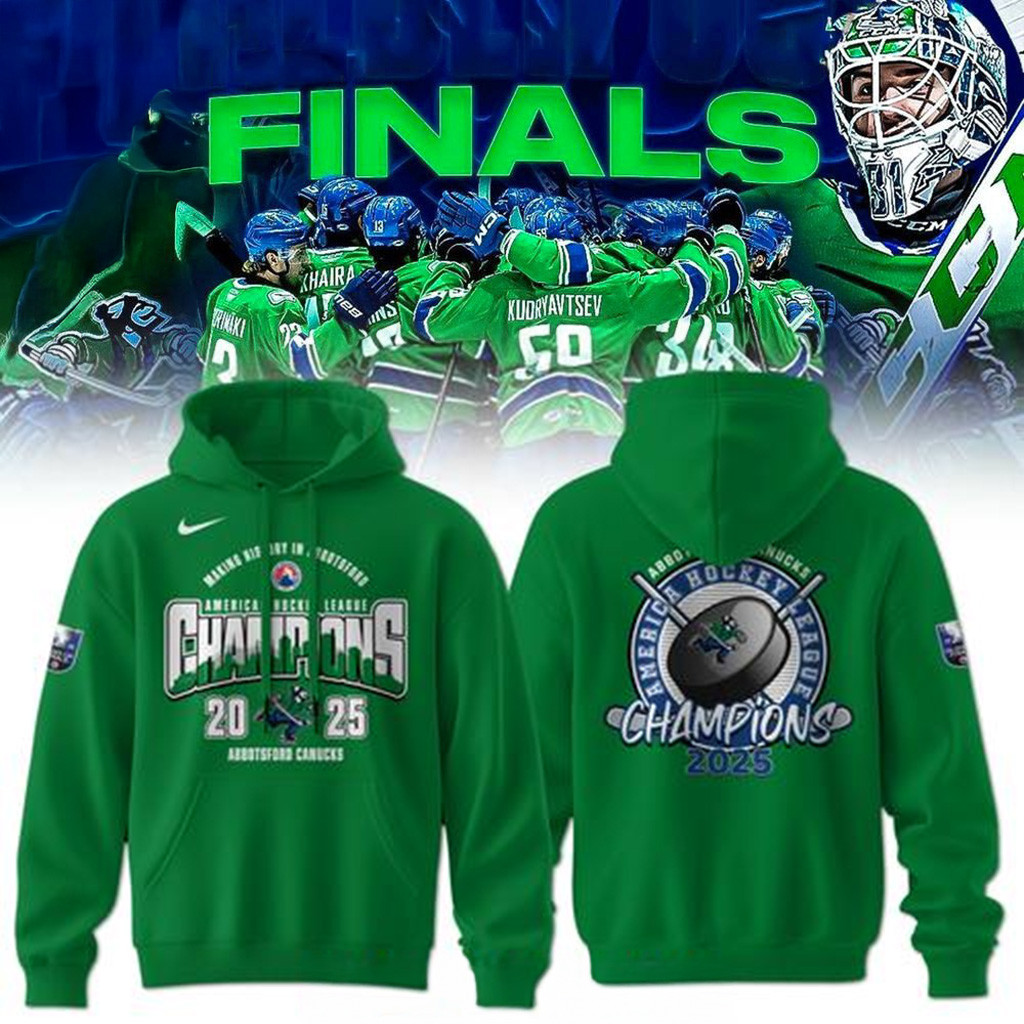 Abbotsford Canucks 2025 AHL Champions Green Hoodie Abbotsford Canucks Merch Fans Gifts