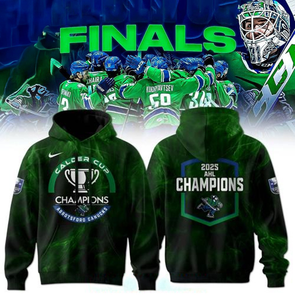 Abbotsford Canucks 2025 Calder Cup Champions Green Hoodie Abbotsford Canucks Merch Dad Gifts