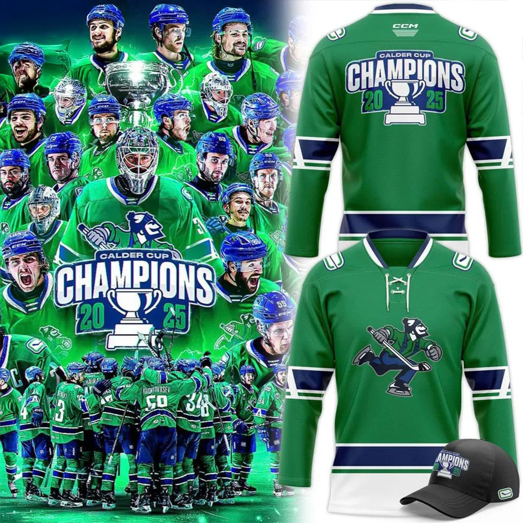 Abbotsford Canucks 2025 Calder Cup Champions Hockey Jersey Abbotsford Canucks Merch